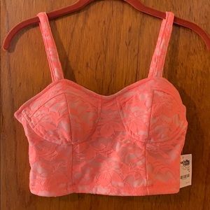 Bandeau/ bralette hot pink with flowers